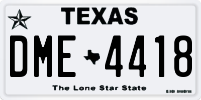 TX license plate DME4418