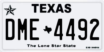TX license plate DME4492