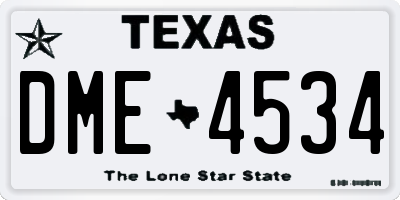 TX license plate DME4534