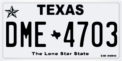 TX license plate DME4703