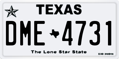 TX license plate DME4731