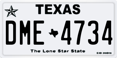 TX license plate DME4734