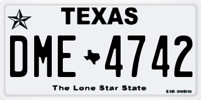 TX license plate DME4742