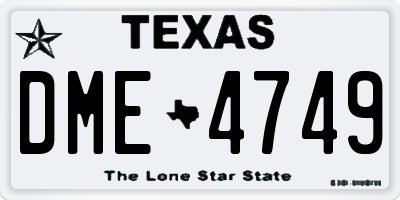 TX license plate DME4749