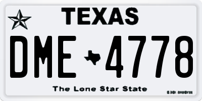 TX license plate DME4778