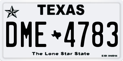 TX license plate DME4783