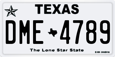 TX license plate DME4789