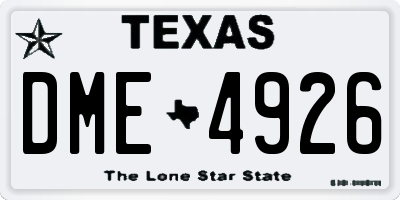 TX license plate DME4926