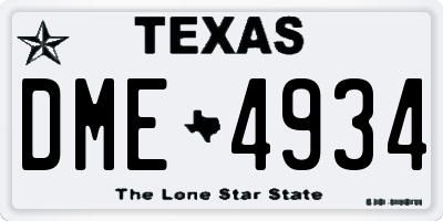 TX license plate DME4934