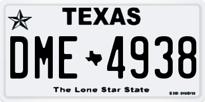 TX license plate DME4938