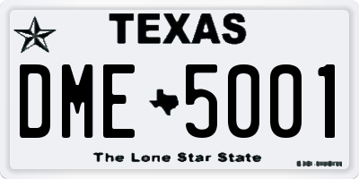 TX license plate DME5001