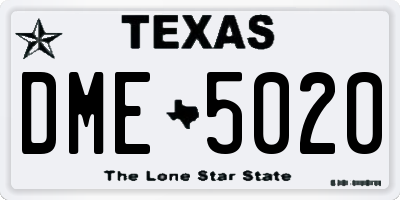 TX license plate DME5020