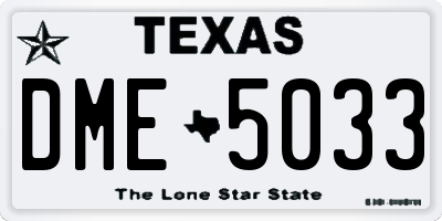 TX license plate DME5033