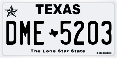TX license plate DME5203