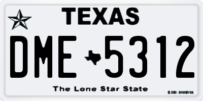 TX license plate DME5312