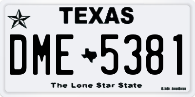 TX license plate DME5381