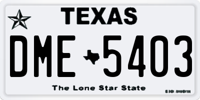 TX license plate DME5403