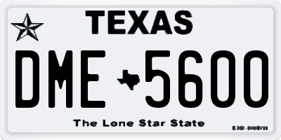 TX license plate DME5600