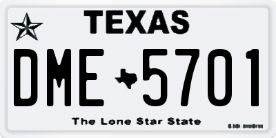 TX license plate DME5701