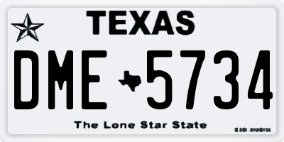 TX license plate DME5734