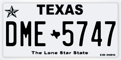 TX license plate DME5747