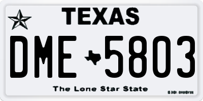 TX license plate DME5803