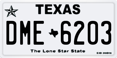 TX license plate DME6203