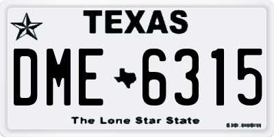 TX license plate DME6315