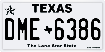 TX license plate DME6386