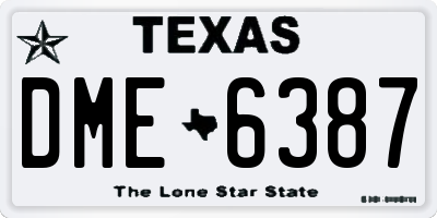 TX license plate DME6387