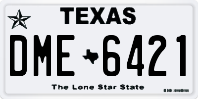 TX license plate DME6421