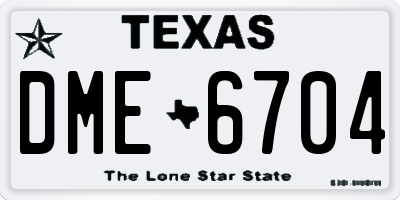 TX license plate DME6704