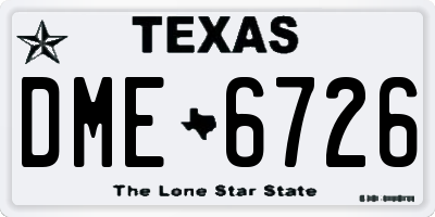 TX license plate DME6726