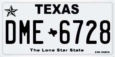 TX license plate DME6728