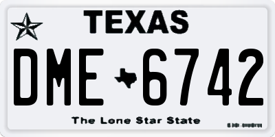 TX license plate DME6742