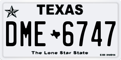 TX license plate DME6747