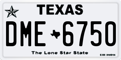 TX license plate DME6750