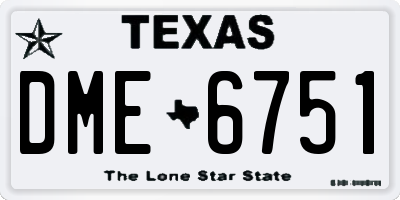 TX license plate DME6751