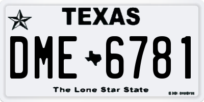 TX license plate DME6781