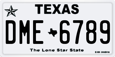 TX license plate DME6789