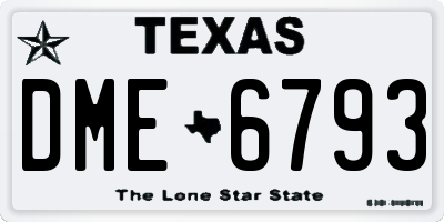 TX license plate DME6793