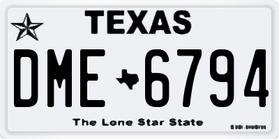 TX license plate DME6794