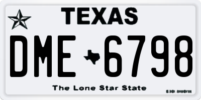 TX license plate DME6798