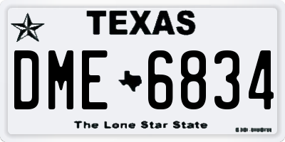 TX license plate DME6834