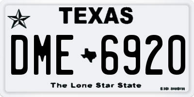 TX license plate DME6920