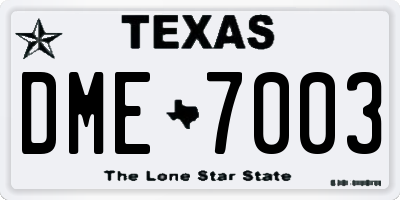 TX license plate DME7003