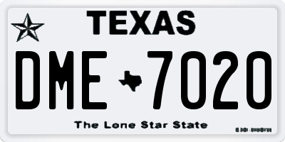 TX license plate DME7020