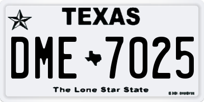 TX license plate DME7025