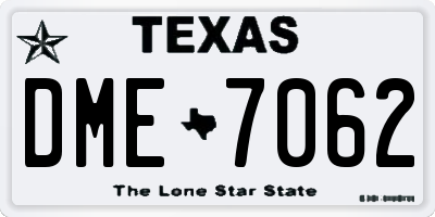 TX license plate DME7062