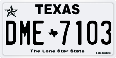 TX license plate DME7103
